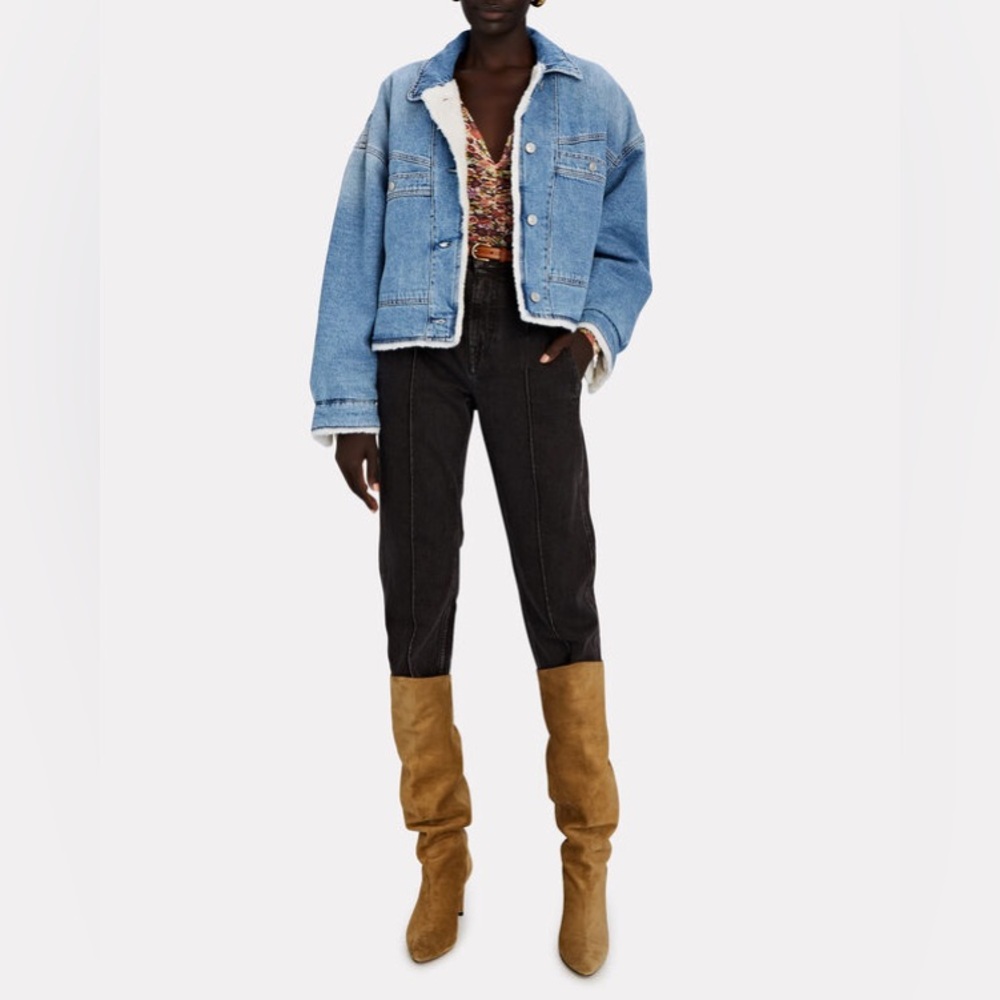 ISABEL MARANT Paoleta Faux Shearling-lined Denim Jacket